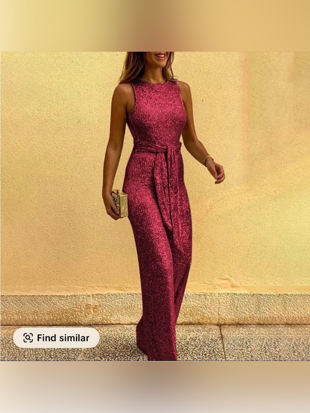 🪩 Chic Me Sexy Sequin Sleeveless Jumpsuit with Self-Tie Waist 🪩